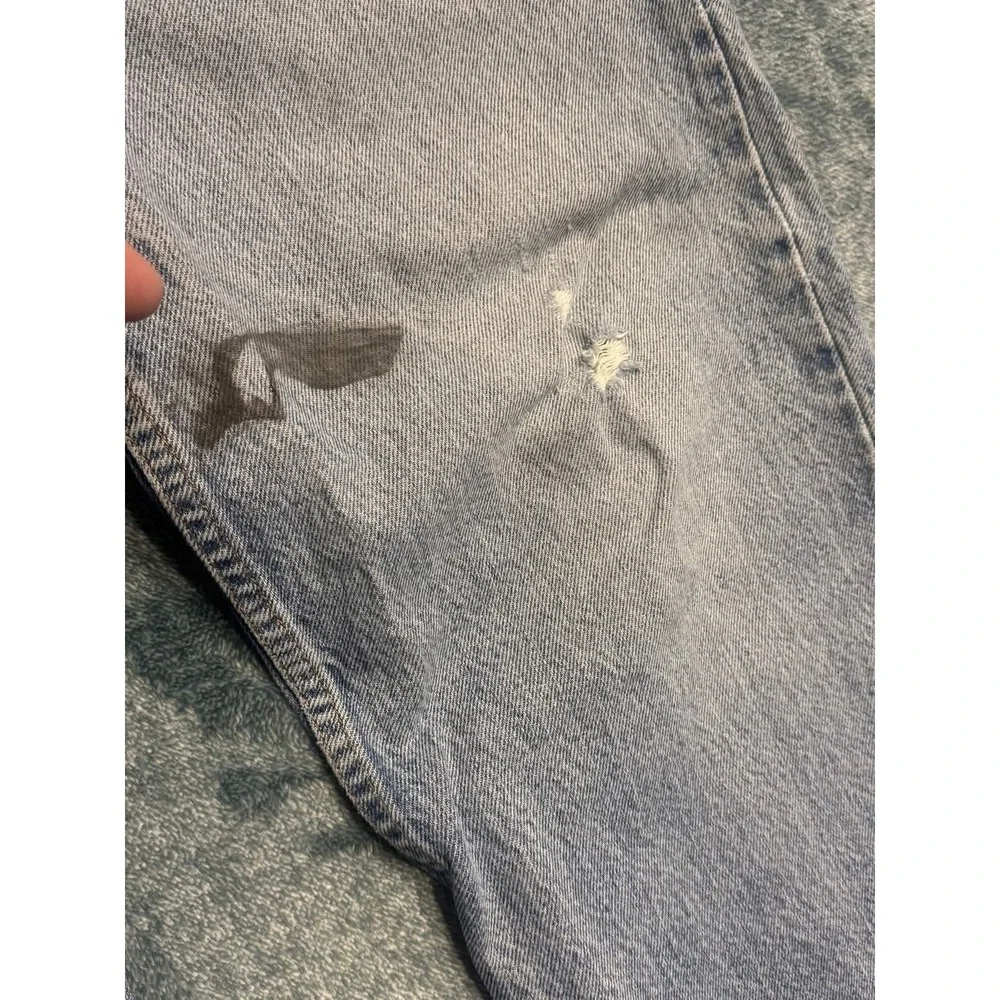 Levis Mens 36x34 Relaxed Straight Leg Jeans Light Blue Distressed Thrashed